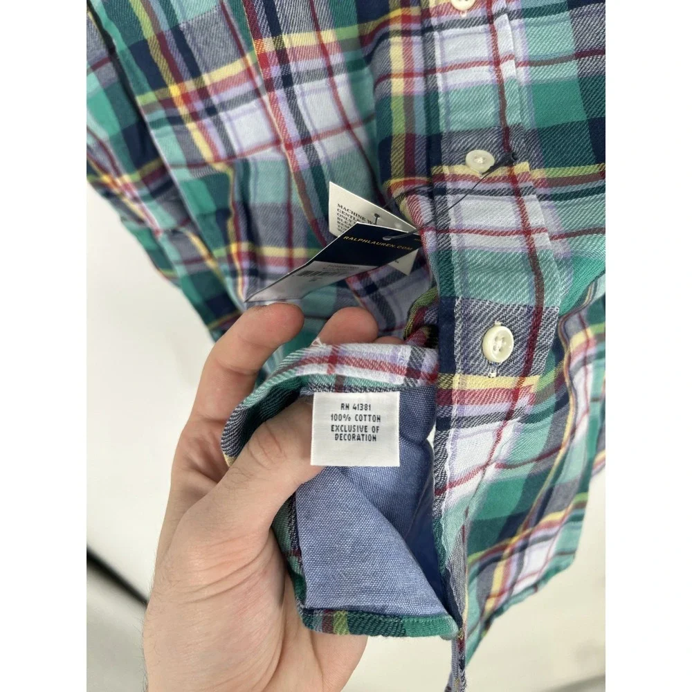 Polo Ralph Lauren Colorful Long‎ Sleeve Button Down Shirt Plaid Pony Mens Small